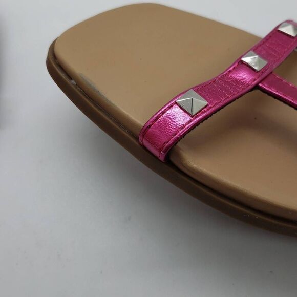 14th and Union Finley Hot Metallic Pink Studded Strappy Flip Flops Size 8.5 - Picture 5 of 8